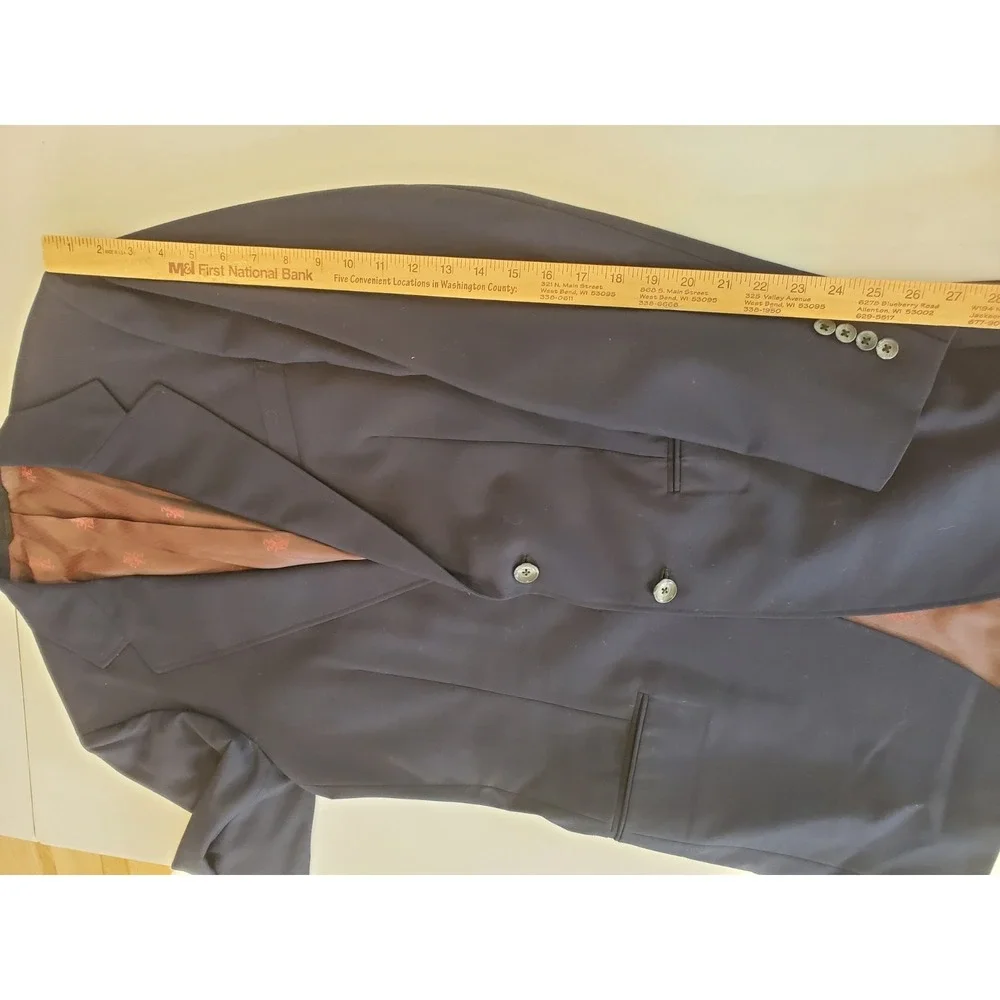 VTG 1985 Richard Bennett Tailored To Measure Wool Blazer Mens Navy Made In USA